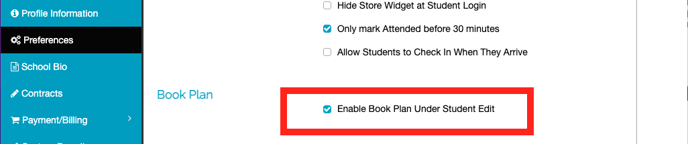 Enable Book Plan Under Student Edit